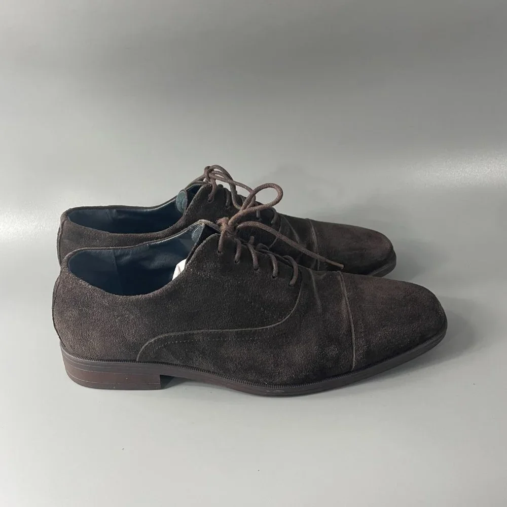 Joseph Abboud Dark Brown Suede Cap-Toe Derby Oxfords